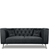 Sofa skandynawska trzyosobowa na wysokich metalowych nogach, sofa pikowana w guziki kryształowe - Kare 3-osobowa